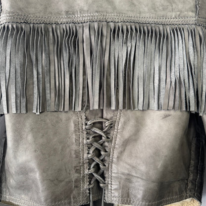 VINTAGE Leather Bikers Fringe Jacket