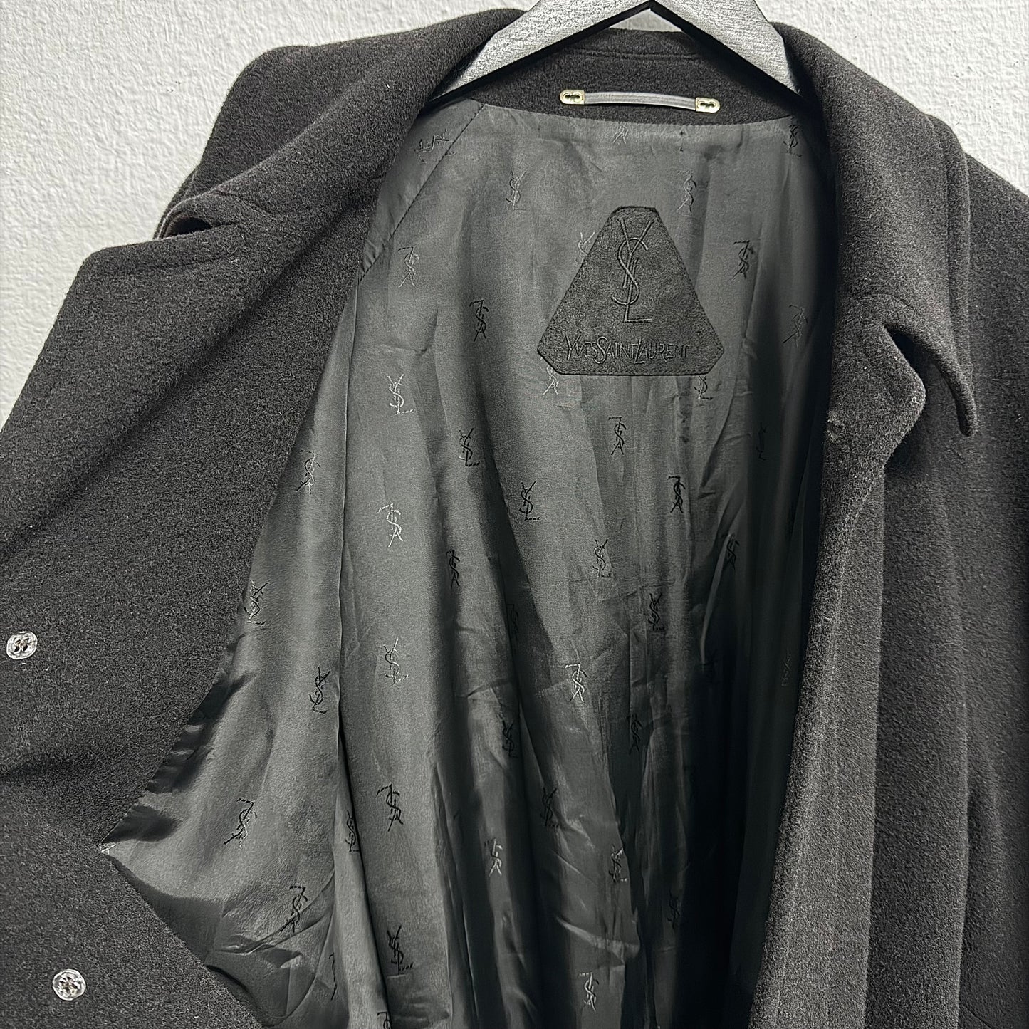 YVES SAINT LAURENT YSL 90s Wool Trench Belted Coat