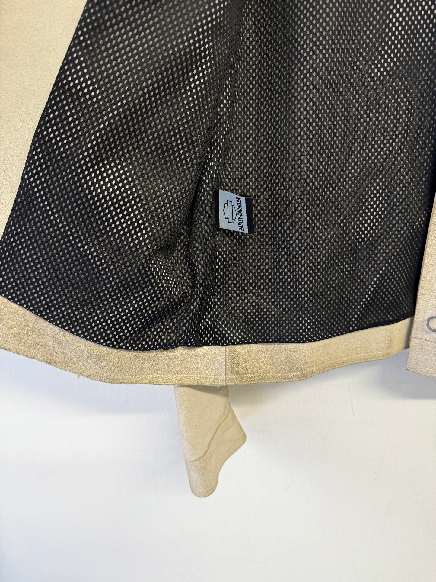HARLEY DAVIDSON Clasp Button Suede Leather Cream Jacket