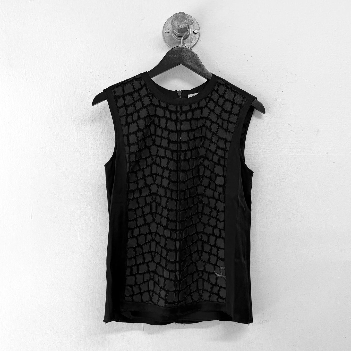HELMUT LANG 2014 Lamb Leather Cutout Mesh Tank Top
