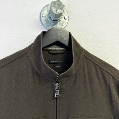 JOHN VARVATOS Luxe Leather Trim Double Zipper Wool Jacket