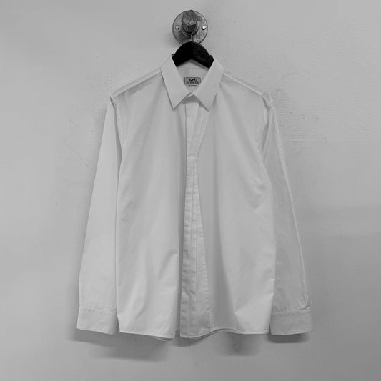 HERMES Layered Placket Cotton Shirt