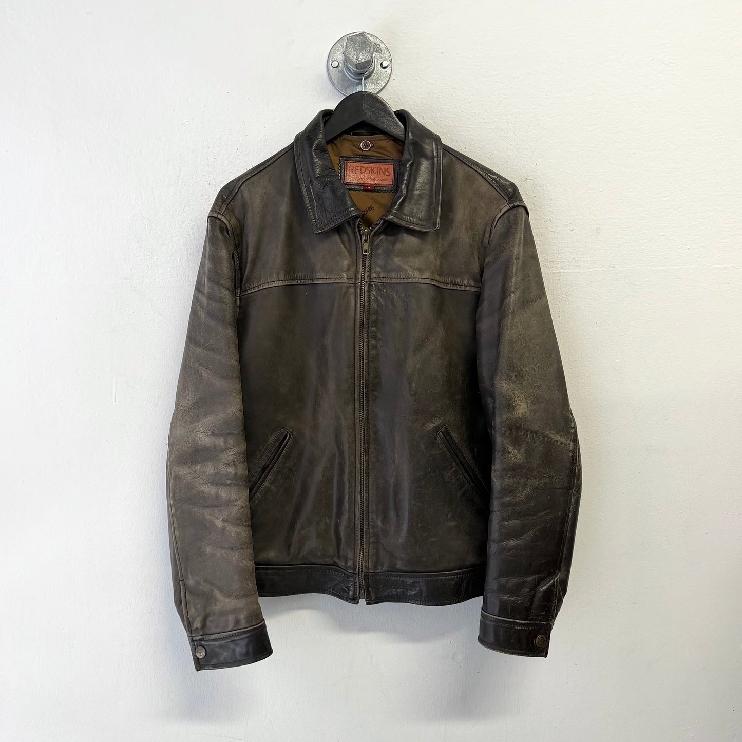 REDSKINS Removable Liner Faded Leather Jacket