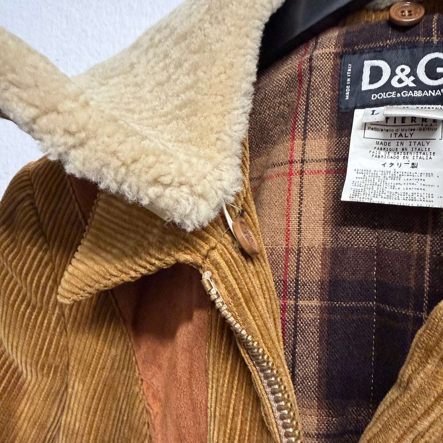 DOLCE & GABBANA Camel Suede Biker Jacket