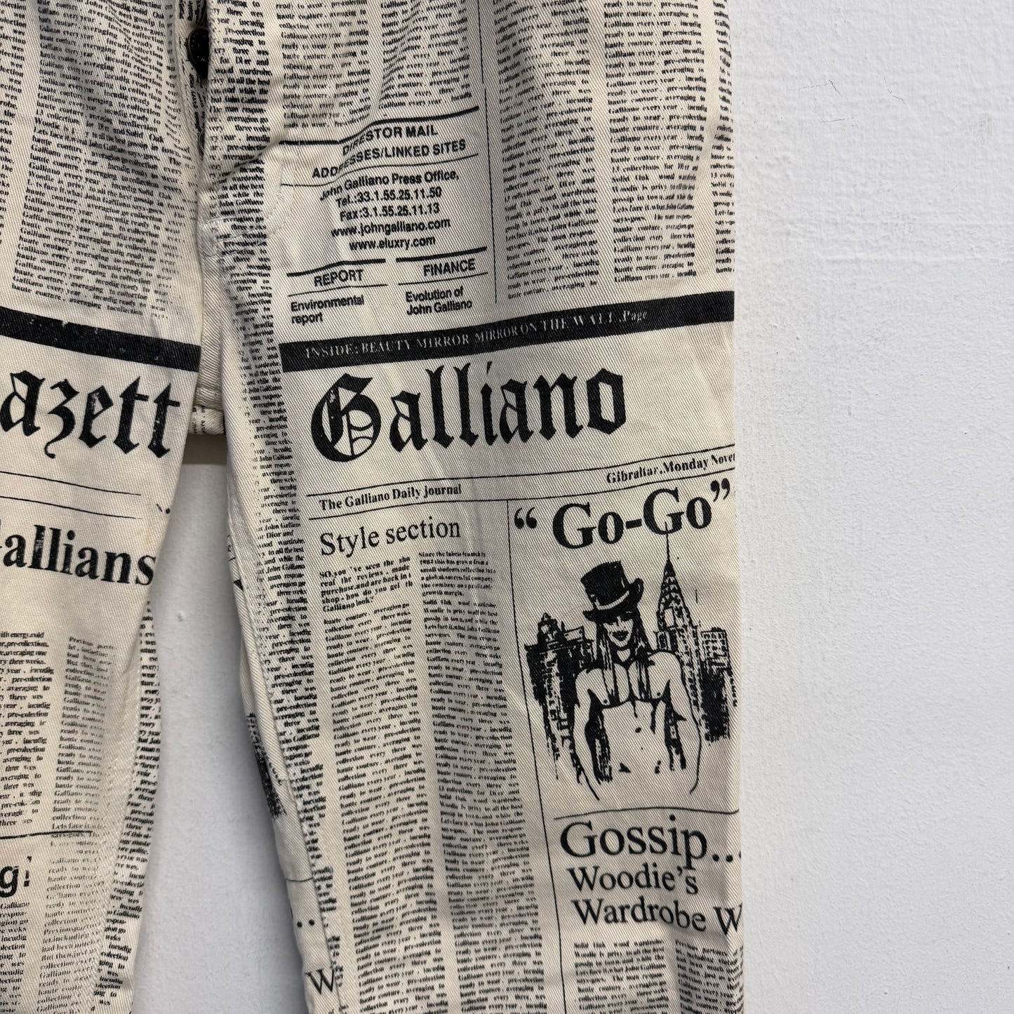JOHN GALLIANO Vintage Newspaper Print Denim Pants