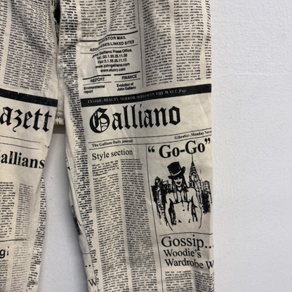 JOHN GALLIANO Vintage Newspaper Print Denim Pants