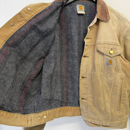 CARHARTT J09 BRN Vintage Distressed Thrashed Holes/Paint Jacket