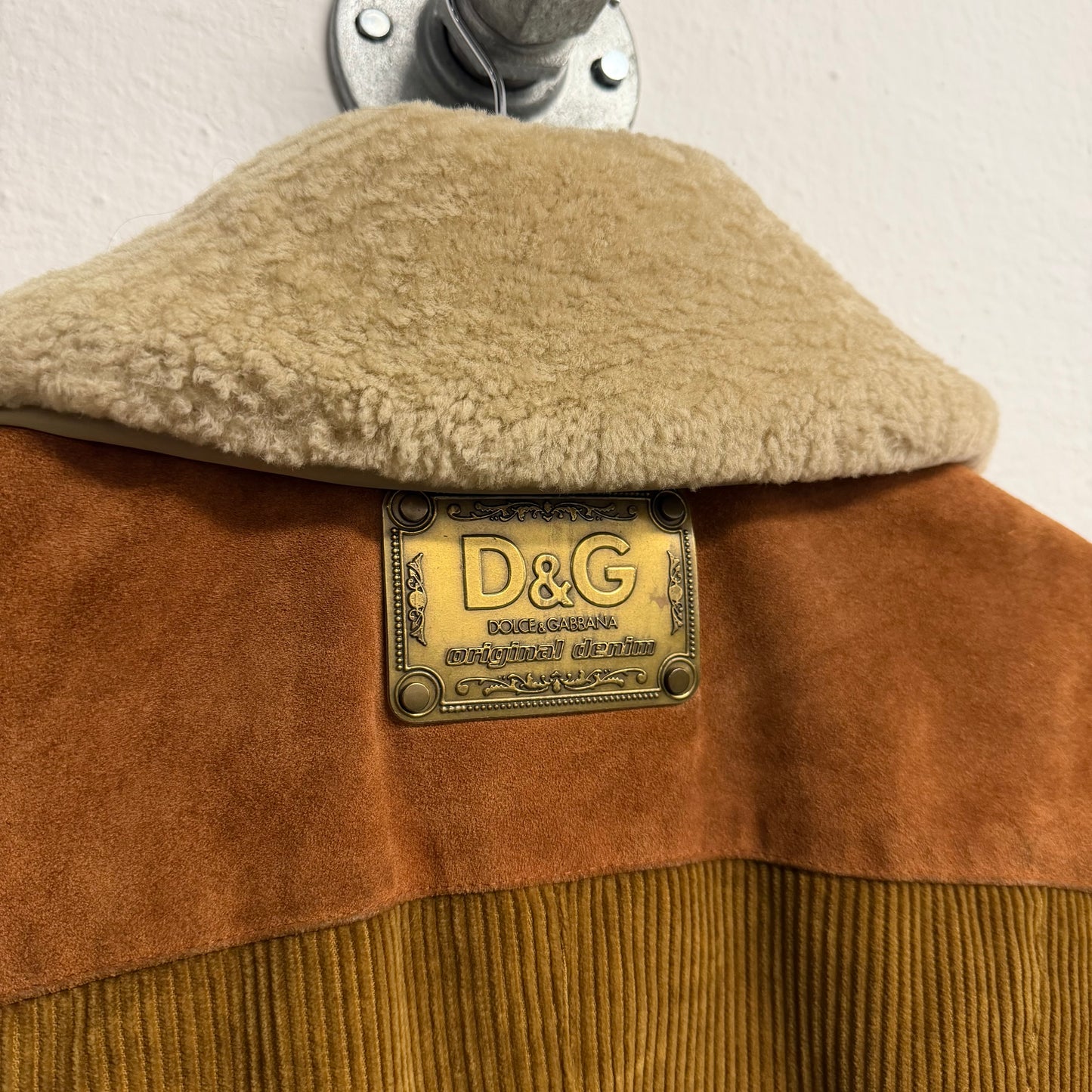 DOLCE & GABBANA Camel Suede Biker Jacket