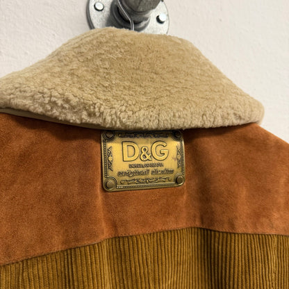 DOLCE & GABBANA Camel Suede Biker Jacket