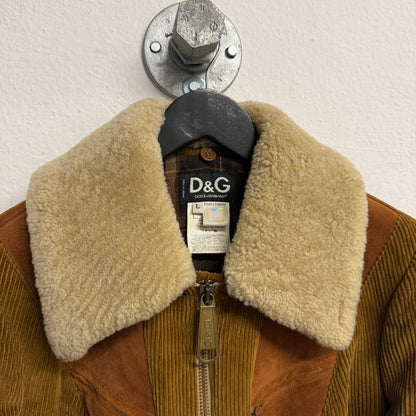 DOLCE & GABBANA Camel Suede Biker Jacket