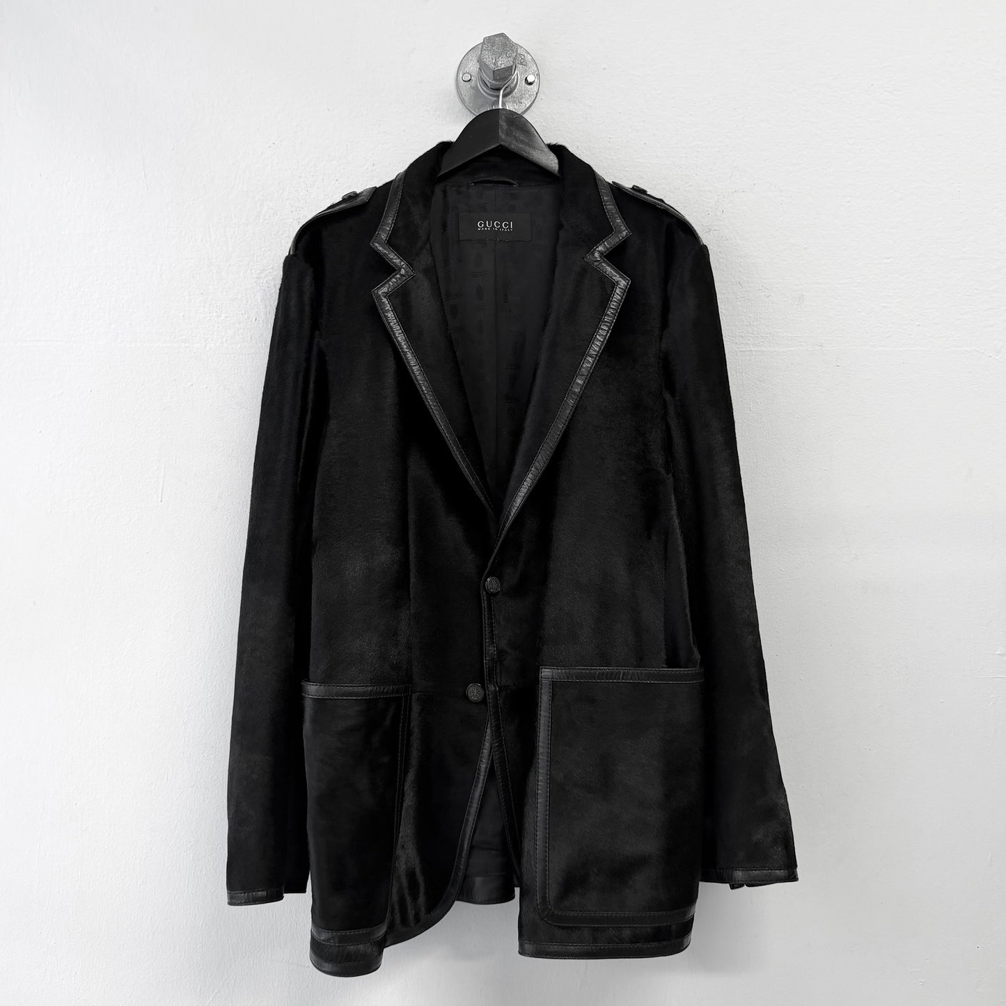 GUCCI By TOM FORD 00s Vintage Pony Hair Leather Blazer Jacket