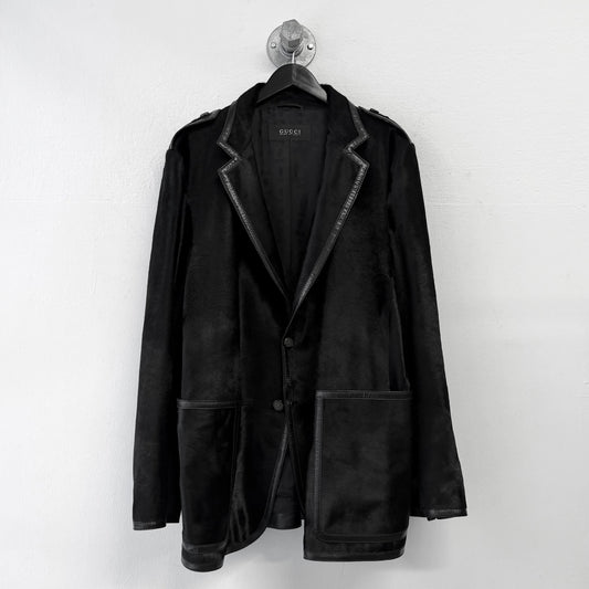 GUCCI By TOM FORD 00s Vintage Pony Hair Leather Blazer Jacket