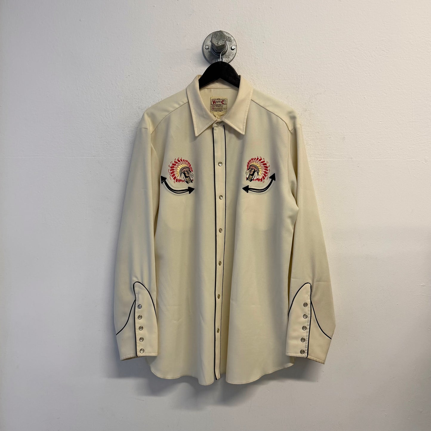 H BAR C Vintage Western Embroidered Indian Shirt