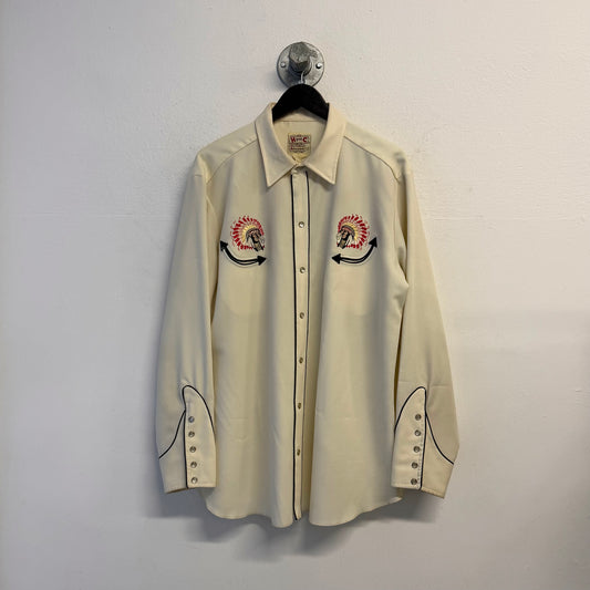 H BAR C Vintage Western Embroidered Indian Shirt