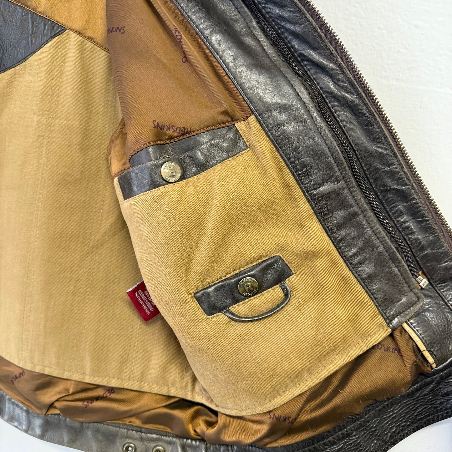 REDSKINS Removable Liner Faded Leather Jacket