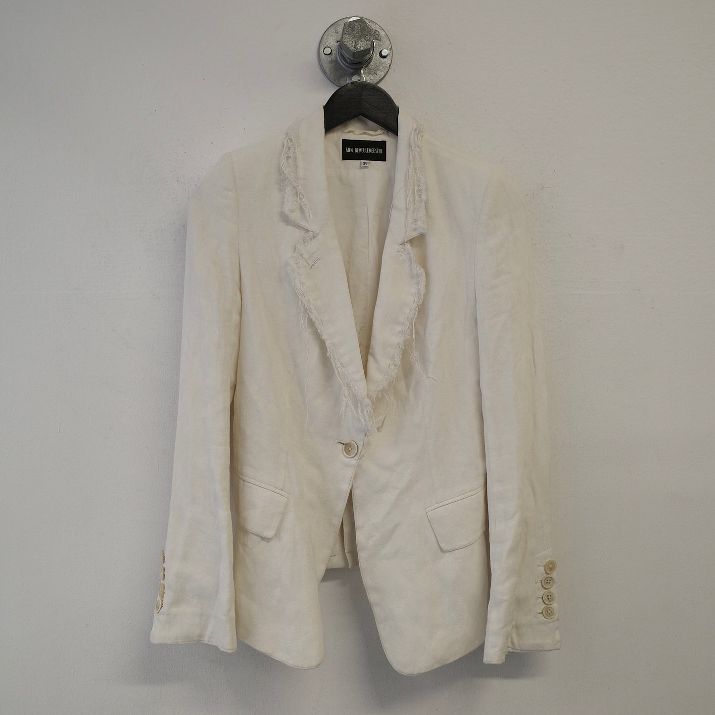 ANN DEMEULEMEESTER Single Button Cotton Linen Blazer