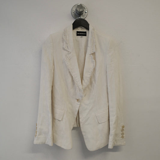 ANN DEMEULEMEESTER Single Button Cotton Linen Blazer