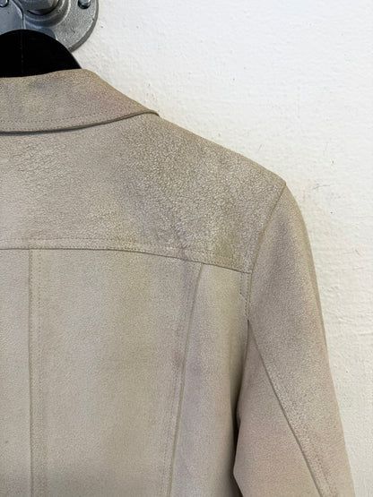 HARLEY DAVIDSON Clasp Button Suede Leather Cream Jacket