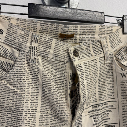 JOHN GALLIANO Vintage Newspaper Print Denim Pants