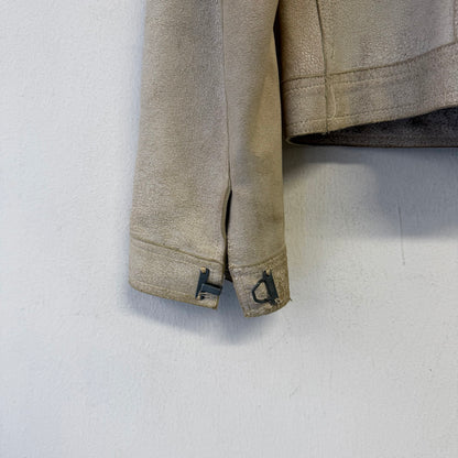 HARLEY DAVIDSON Clasp Button Suede Leather Cream Jacket