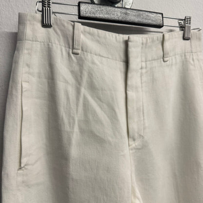 CHLOE Linen Wide Leg Trousers FR40 US8 UK12 L Ivory