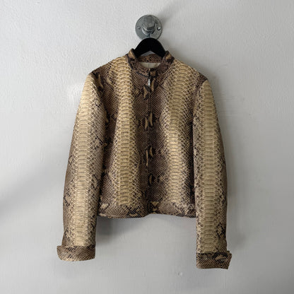 VINTAGE Real Bookmatched Full Python Snake Leather Jacket