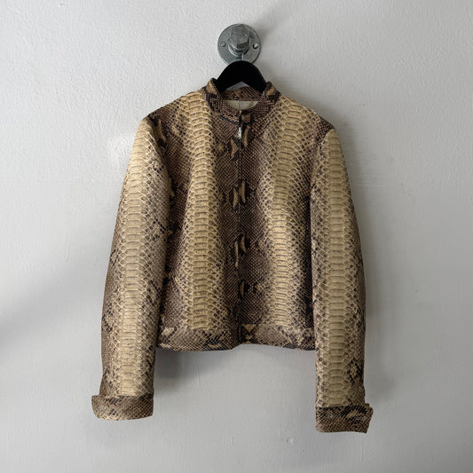 VINTAGE Real Bookmatched Full Python Snake Leather Jacket