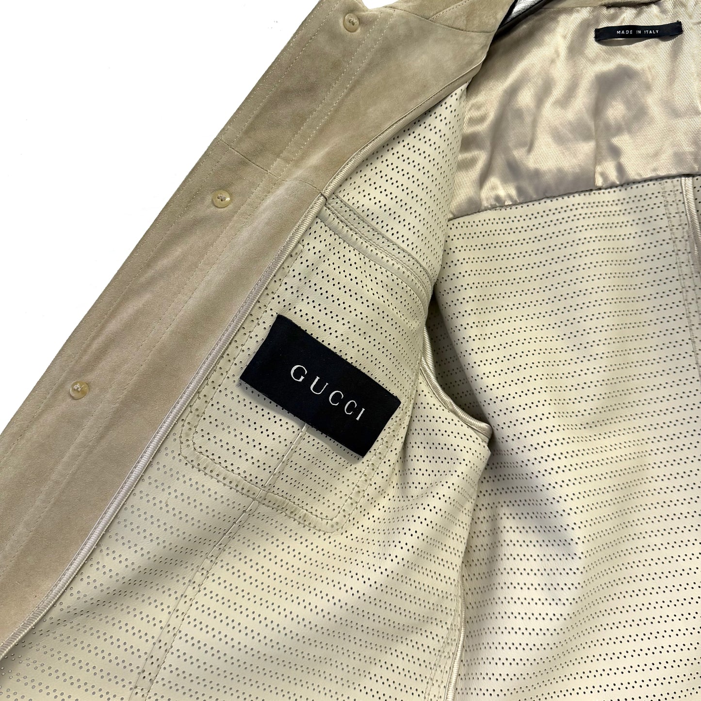 GUCCI by TOM FORD Vintage Perforated Safari Suede Leather Jacket