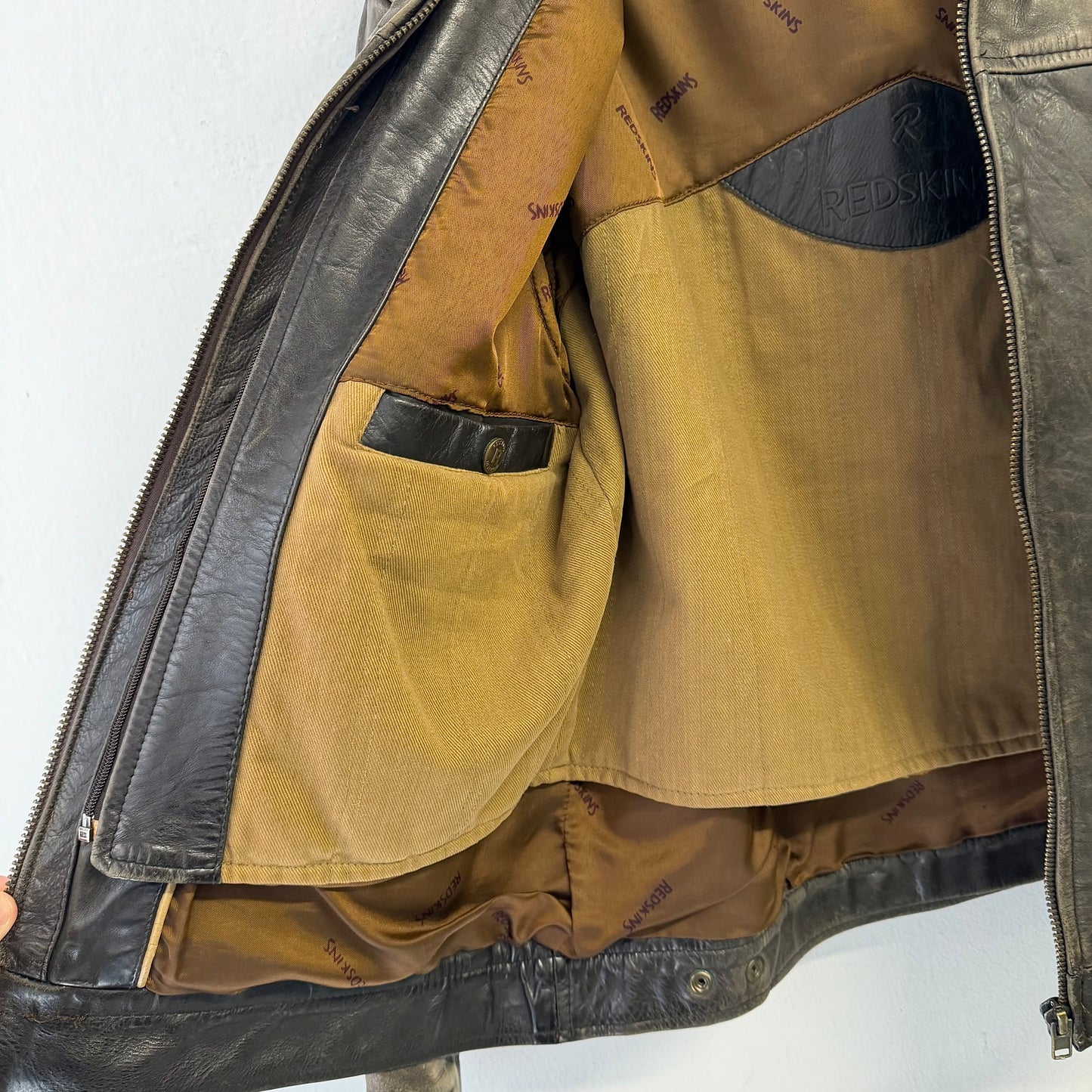 REDSKINS Removable Liner Faded Leather Jacket