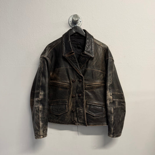 VINTAGE 1950s German Military Motorcycle Leather Jacket