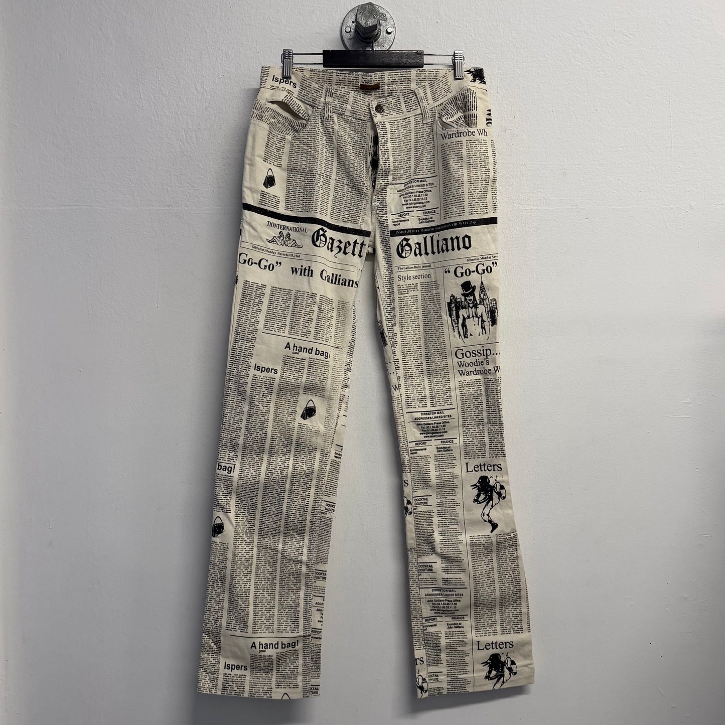 JOHN GALLIANO Vintage Newspaper Print Denim Pants