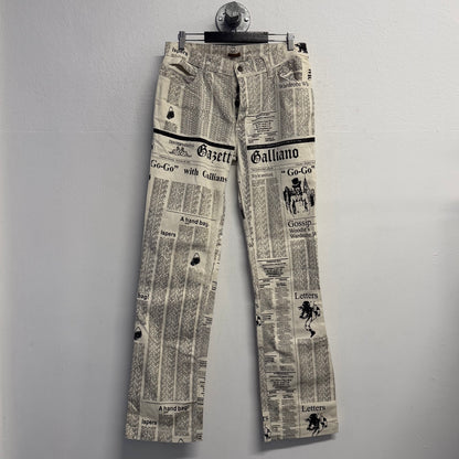 JOHN GALLIANO Vintage Newspaper Print Denim Pants