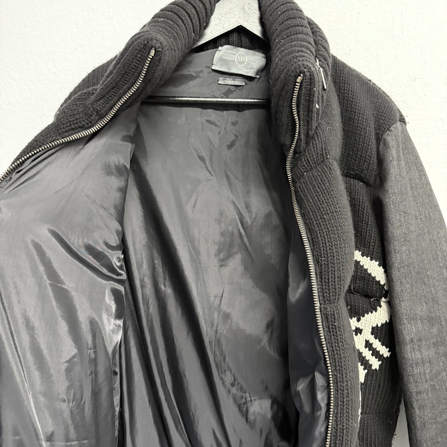 ALEXANDER MCQUEEN Scorpion & Bull Wool Knit Denim Jacket