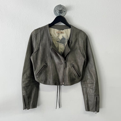 VINTAGE Leather Bikers Fringe Jacket