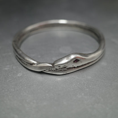 VINTAGE Snake Red Gemstone 925 Sterling Silver Bracelet