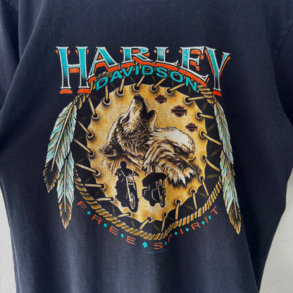 HARLEY DAVIDSON 90s Single Stitch Stratman Ultraviolet Dreamcatcher Eagle Wolf TShirt
