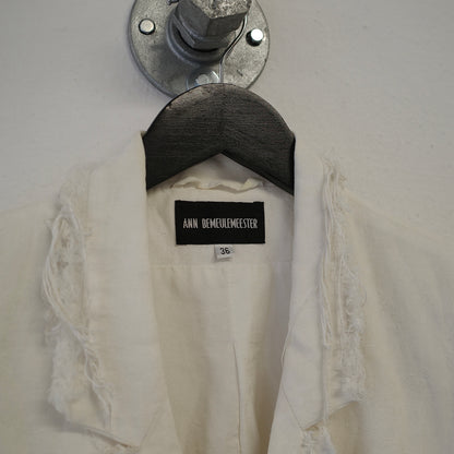 ANN DEMEULEMEESTER Single Button Cotton Linen Blazer