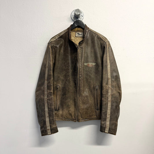 THEDI LEATHERS Vintage Faded Racer Leather Jacket