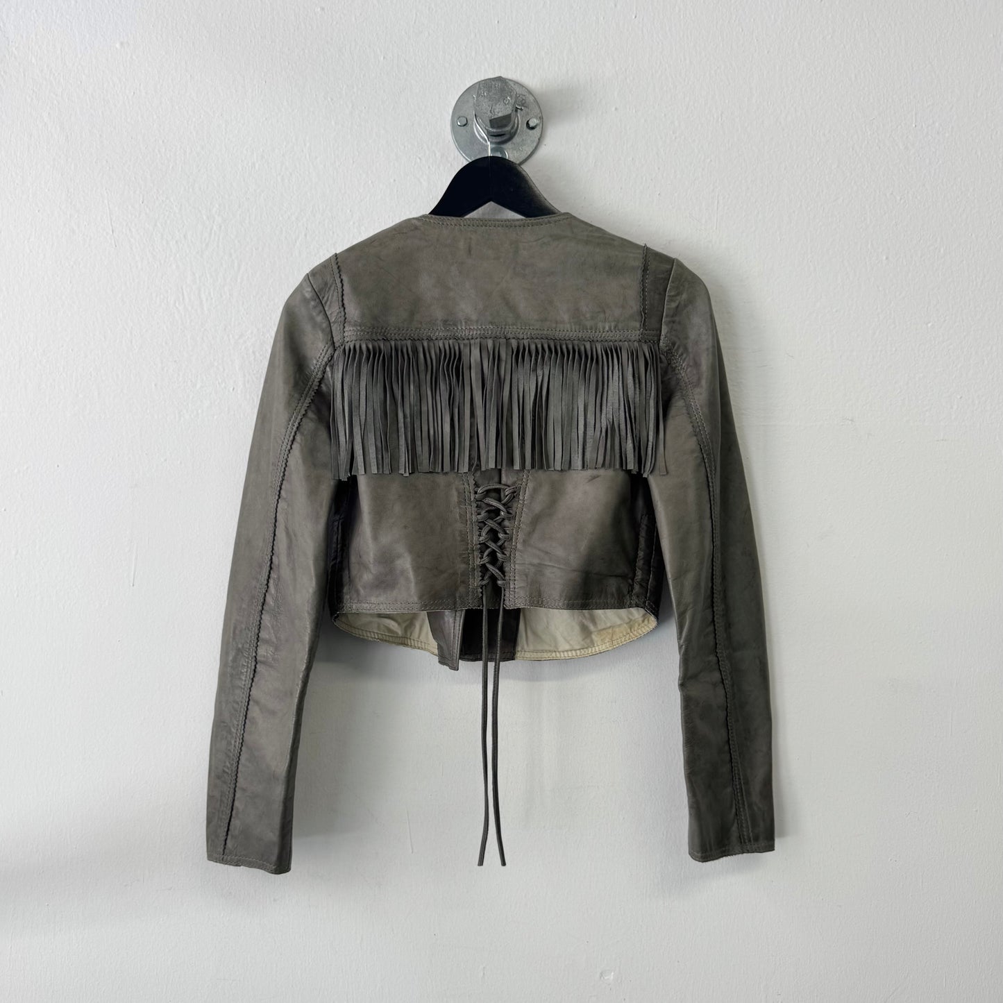 VINTAGE Leather Bikers Fringe Jacket