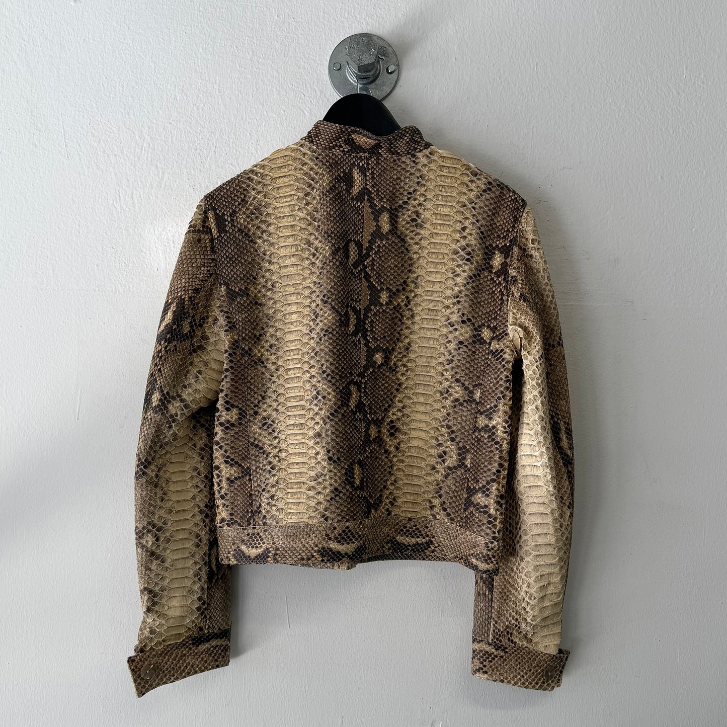 VINTAGE Real Bookmatched Full Python Snake Leather Jacket