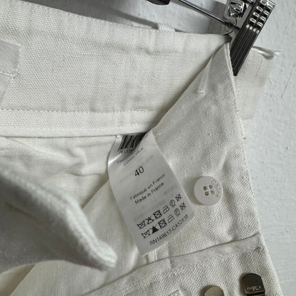 CHLOE Linen Wide Leg Trousers FR40 US8 UK12 L Ivory