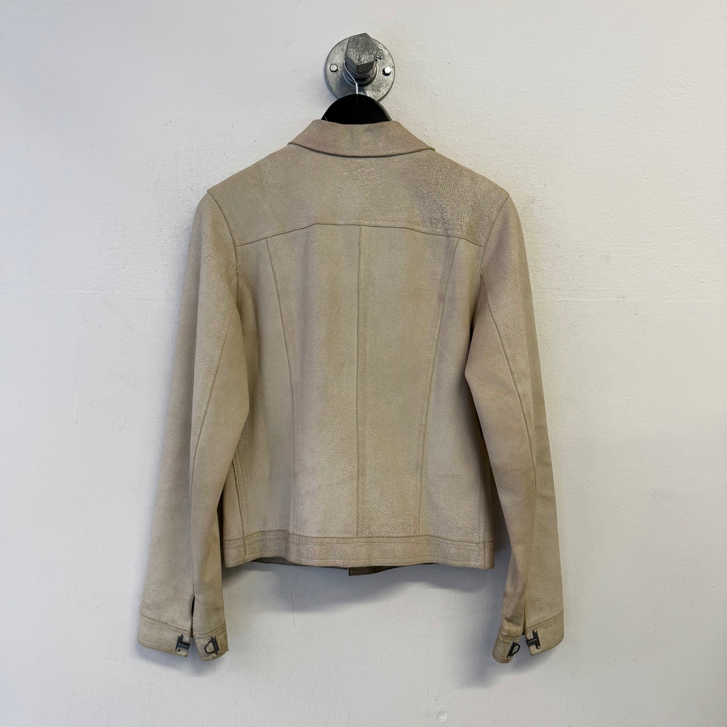 HARLEY DAVIDSON Clasp Button Suede Leather Cream Jacket