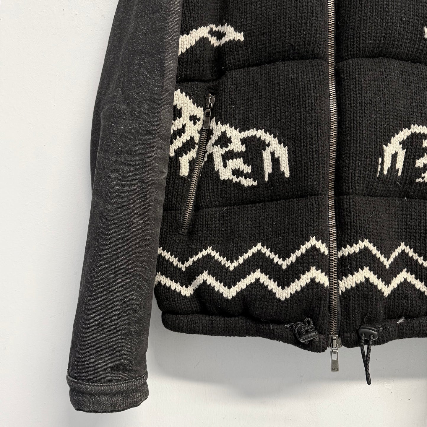 ALEXANDER MCQUEEN Scorpion & Bull Wool Knit Denim Jacket