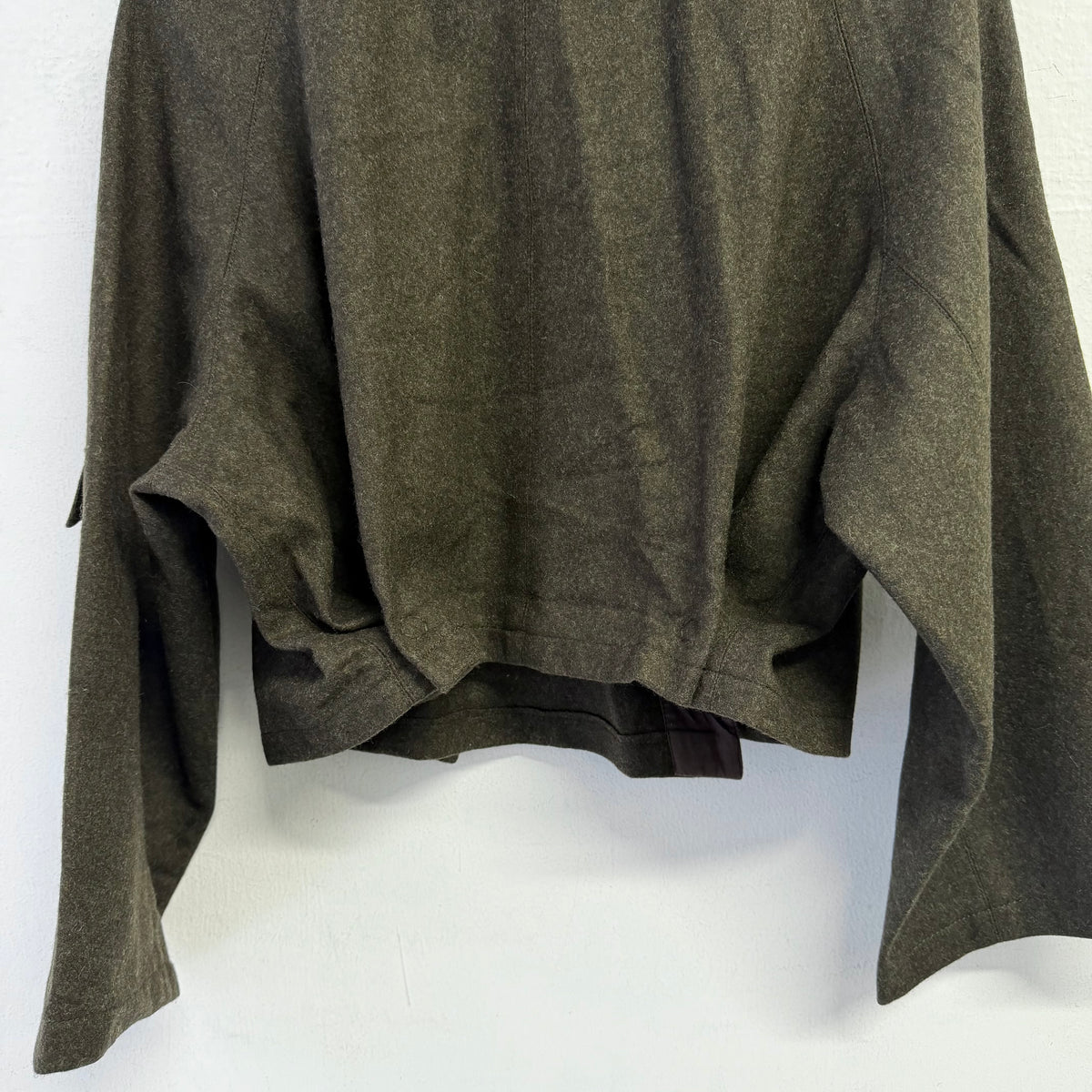 MIU MIU Asymmetric Cropped Wool Mink Collar Jacket