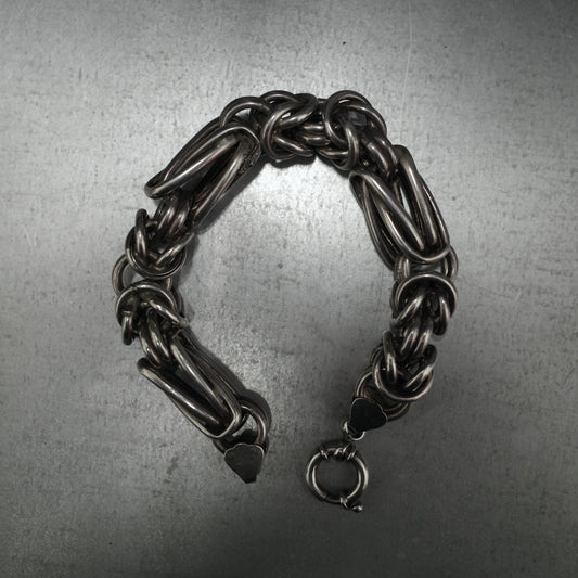 VINTAGE Byzantine Weave Chain 925 Sterling Silver Bracelet